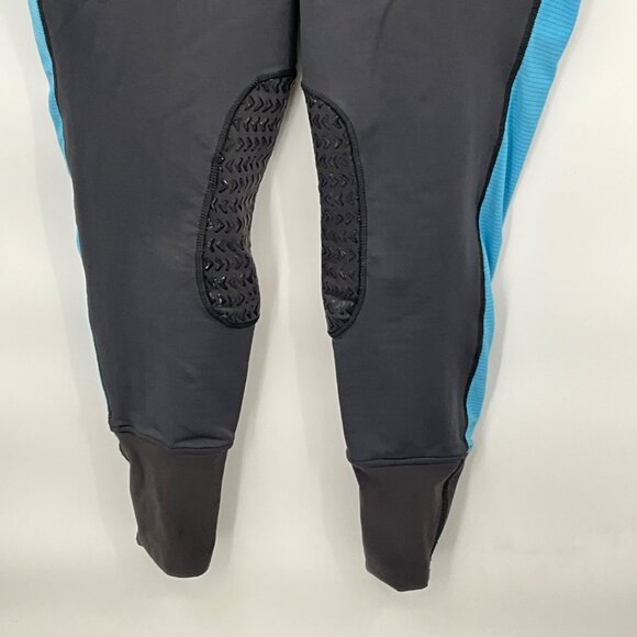 TuffRider Ladies Marathon Tights XL Charcoal Gray & Neon Blue 80% Nylon 20% Span - Picture 2 of 6